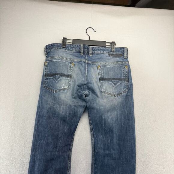 Diesel Jeans Mens 34 FIts 34x33 Regular Straight Whisker Faded Safado y2k Dark - Picture 10 of 14